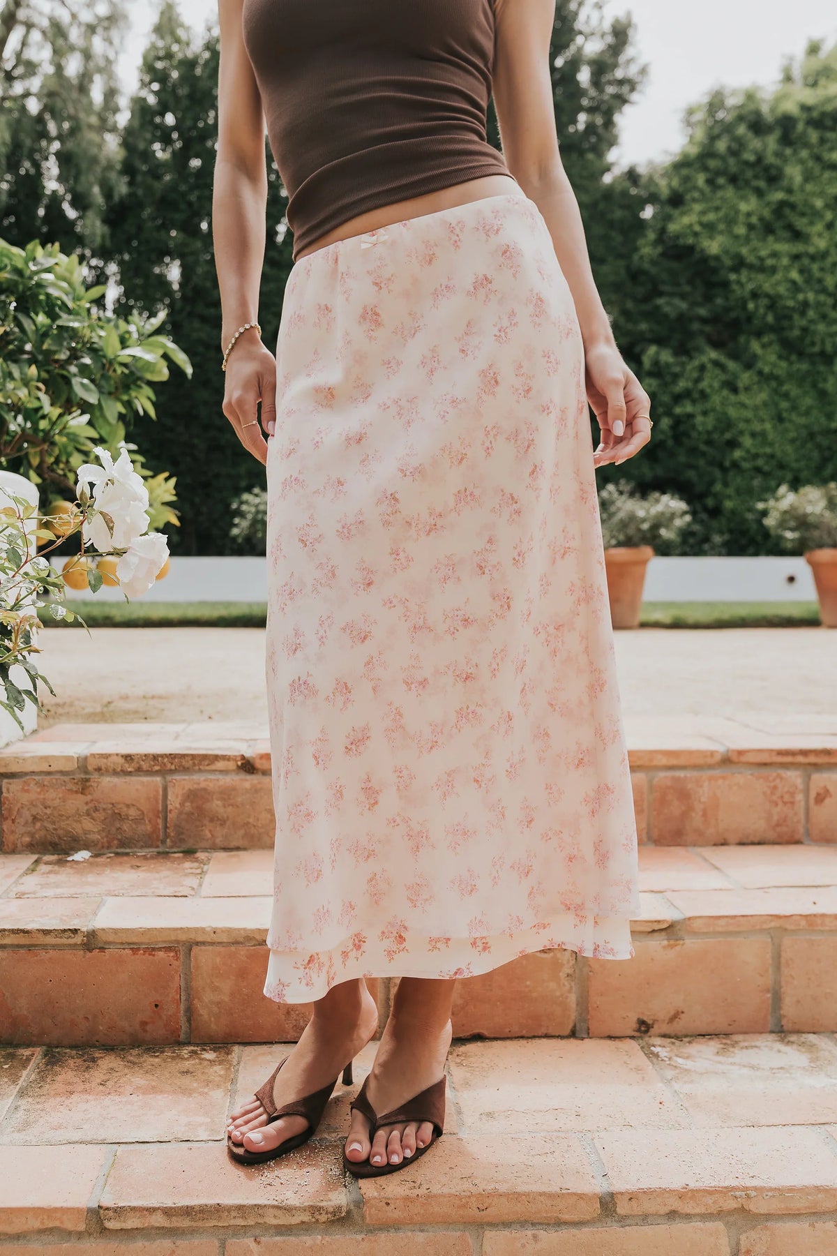 Soft Floral Midi Skirt