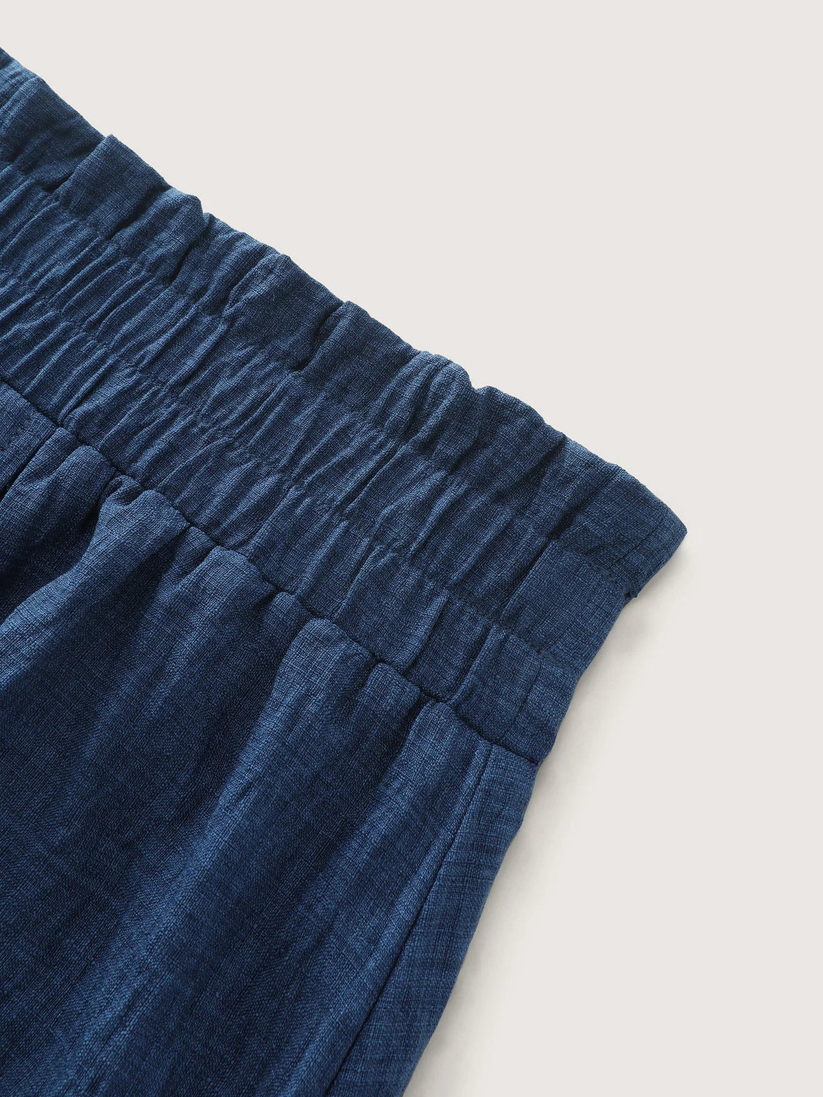 Navy Elastic Waist Midi Skirt with Pockets