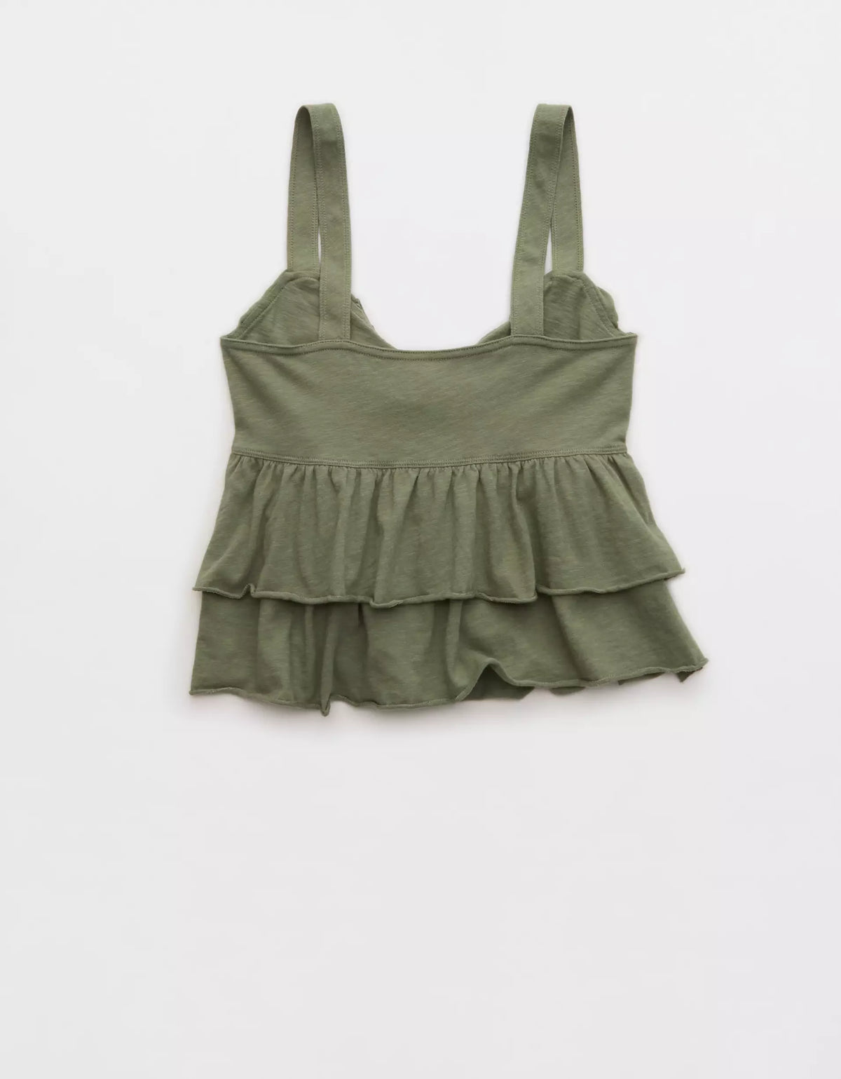 Sage Green Bow‑Detail Tiered Ruffle Cami Top